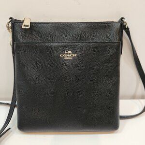 Coach Kitt Messenger Crossbody Bag Black Leather With Gold Hardware